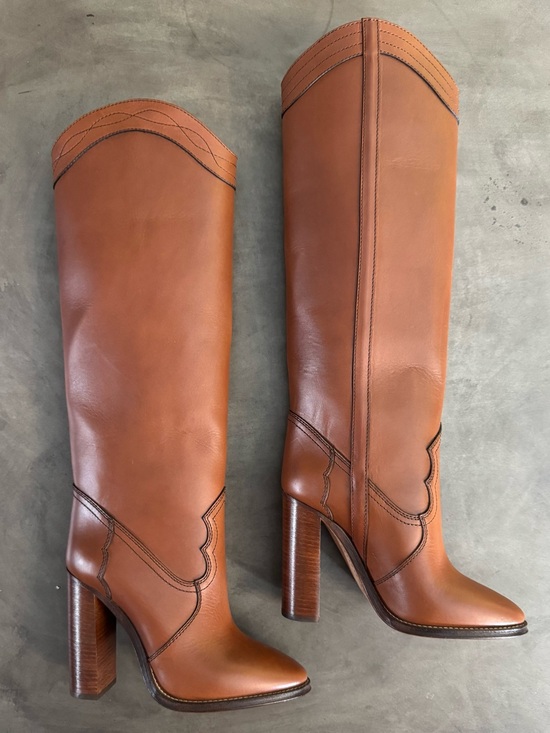 Saint Laurent Shoes - Saint Laurent Kate 105 Western Knee-High Boots | New Papaya | Size 38 | NIB